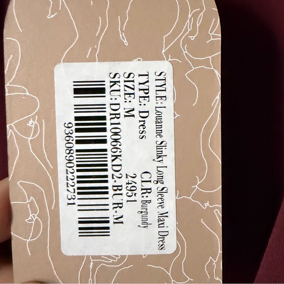 MESHKI Louanne Slinky Long Sleeve Maxi Dress - Burgundy size M NEW - Picture 5 of 6